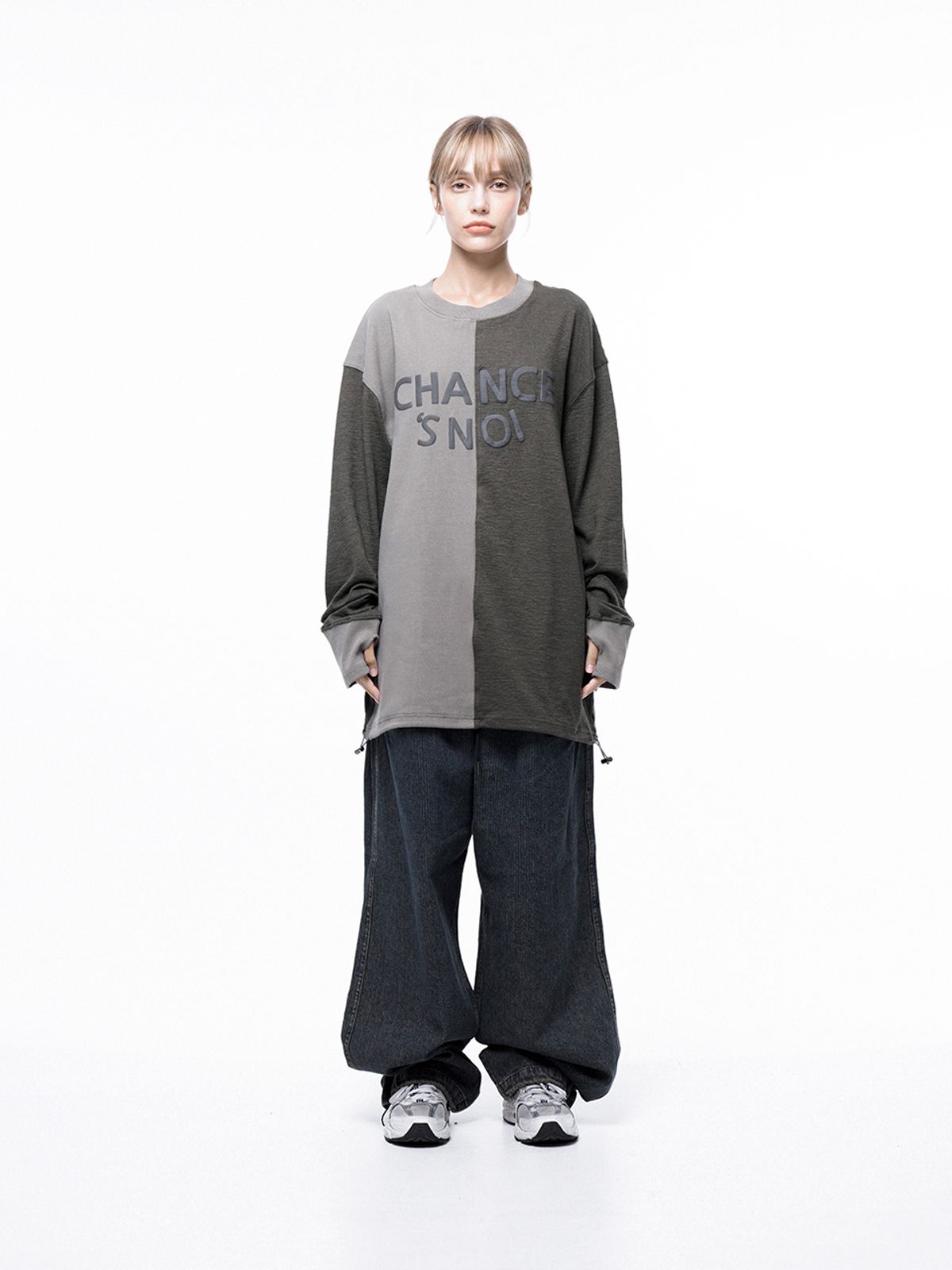 챈세스노이(CHANCE'S NOI) Snoi Reverse Rib Crew Neck Sweat - Khaki Beige /M243MT02BEW