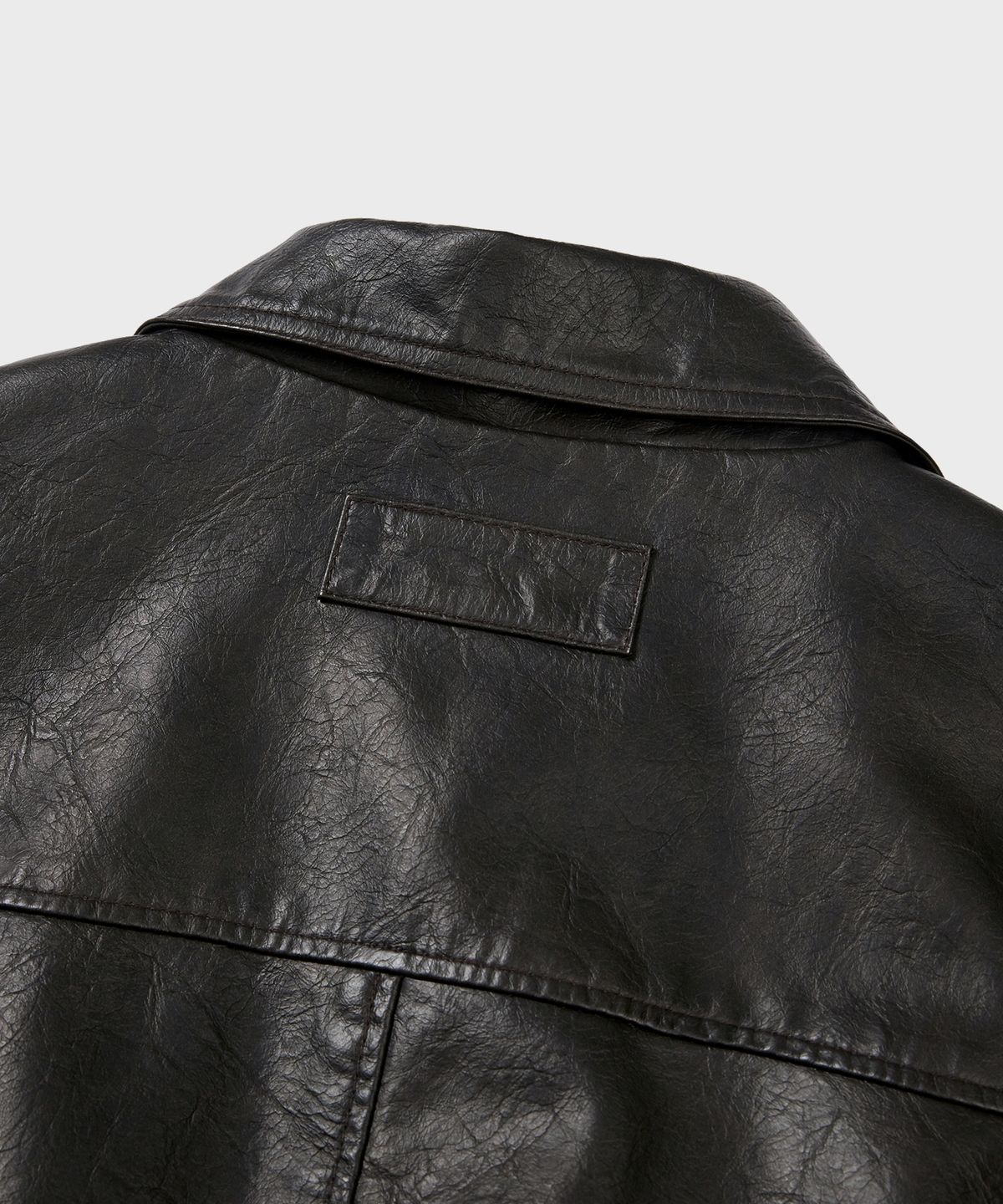 큐스(QS) Washed Faux Leather Blouson (DK Brown)