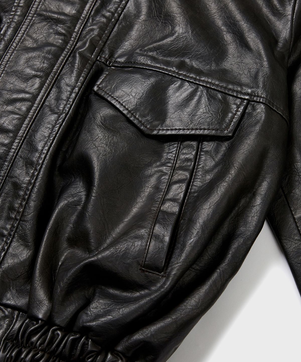 큐스(QS) Washed Faux Leather Blouson (DK Brown)