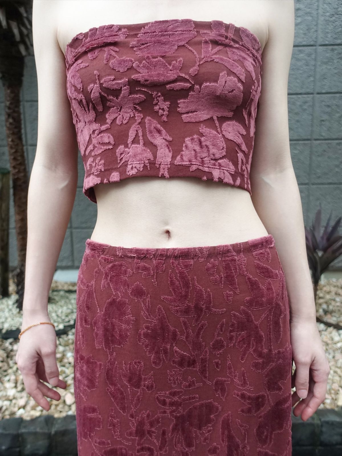 누아누(NUUANU) Hove Long Skirt_Wine