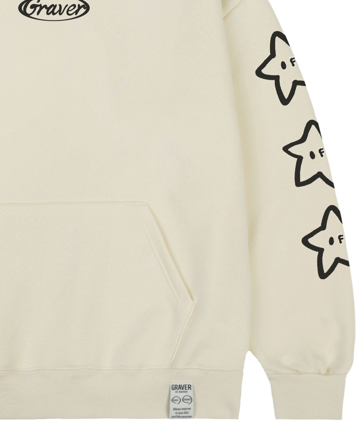 그레이버(GRAVER) [UNISEX]STAR 써클로고 후드티_크림