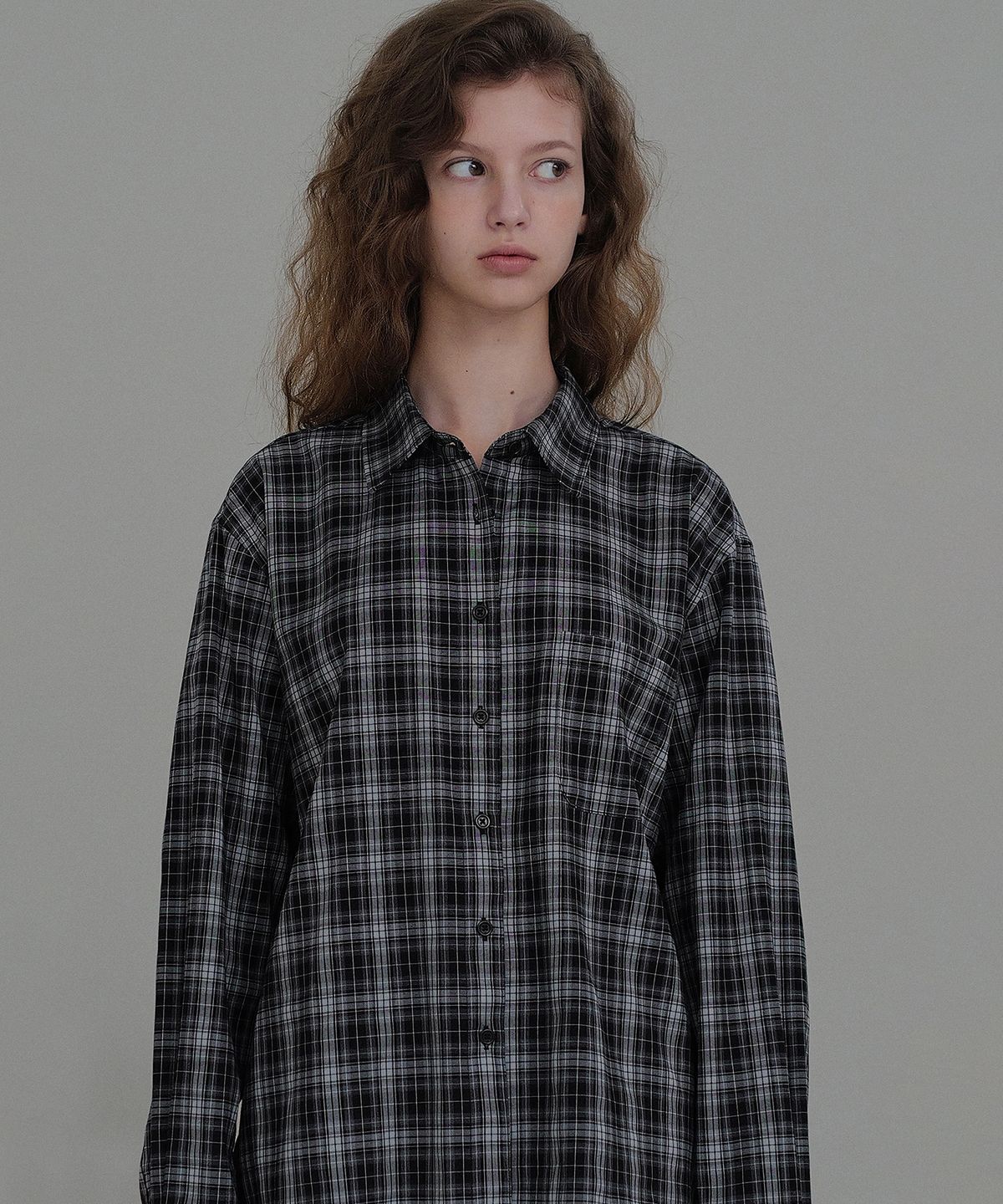 앤니즈(ANDNEEDS) Robin check shirt (black)