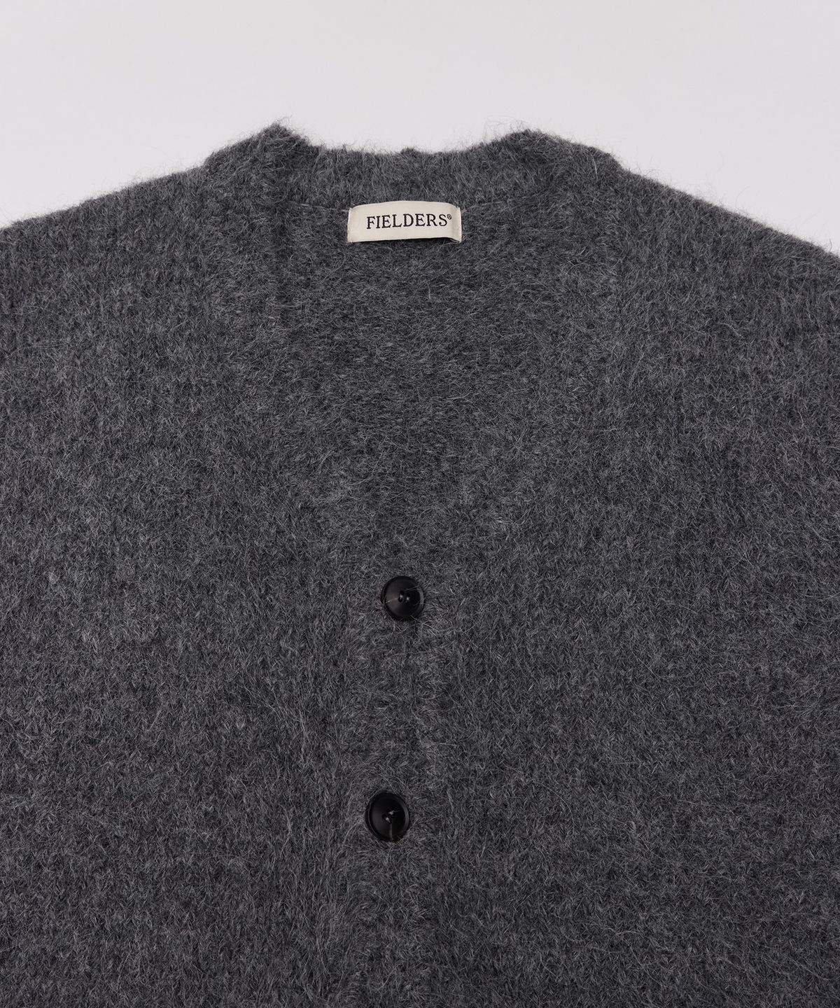 필더스(FIELDERS) ALPACA HAIRY CARDIGAN DEEP CHARCOAL