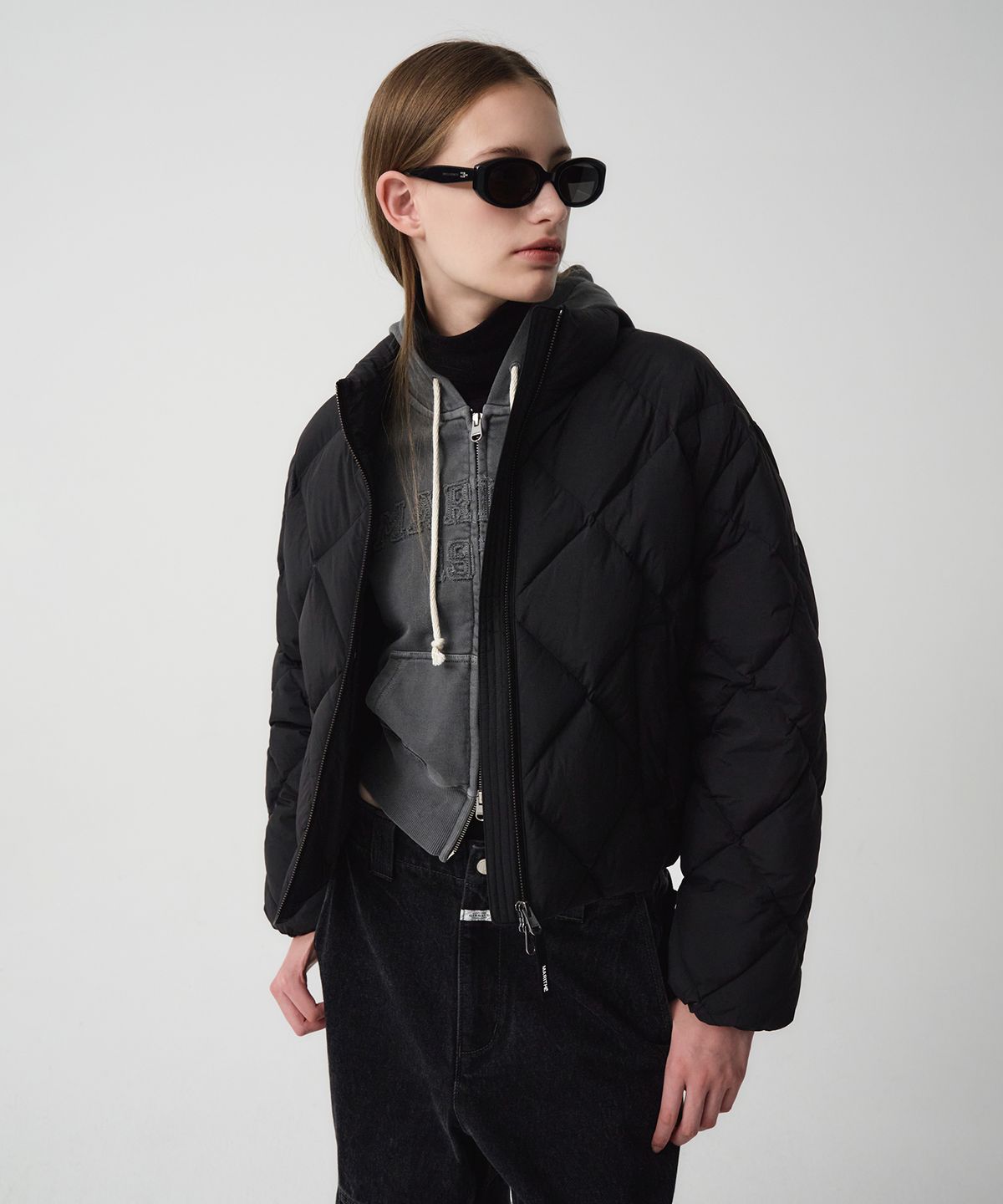 마리떼 프랑소와 저버(MARITHÉ + FRANҪOIS GIRBAUD) W CROP GOOSE DOWN QUILTING PUFFER black