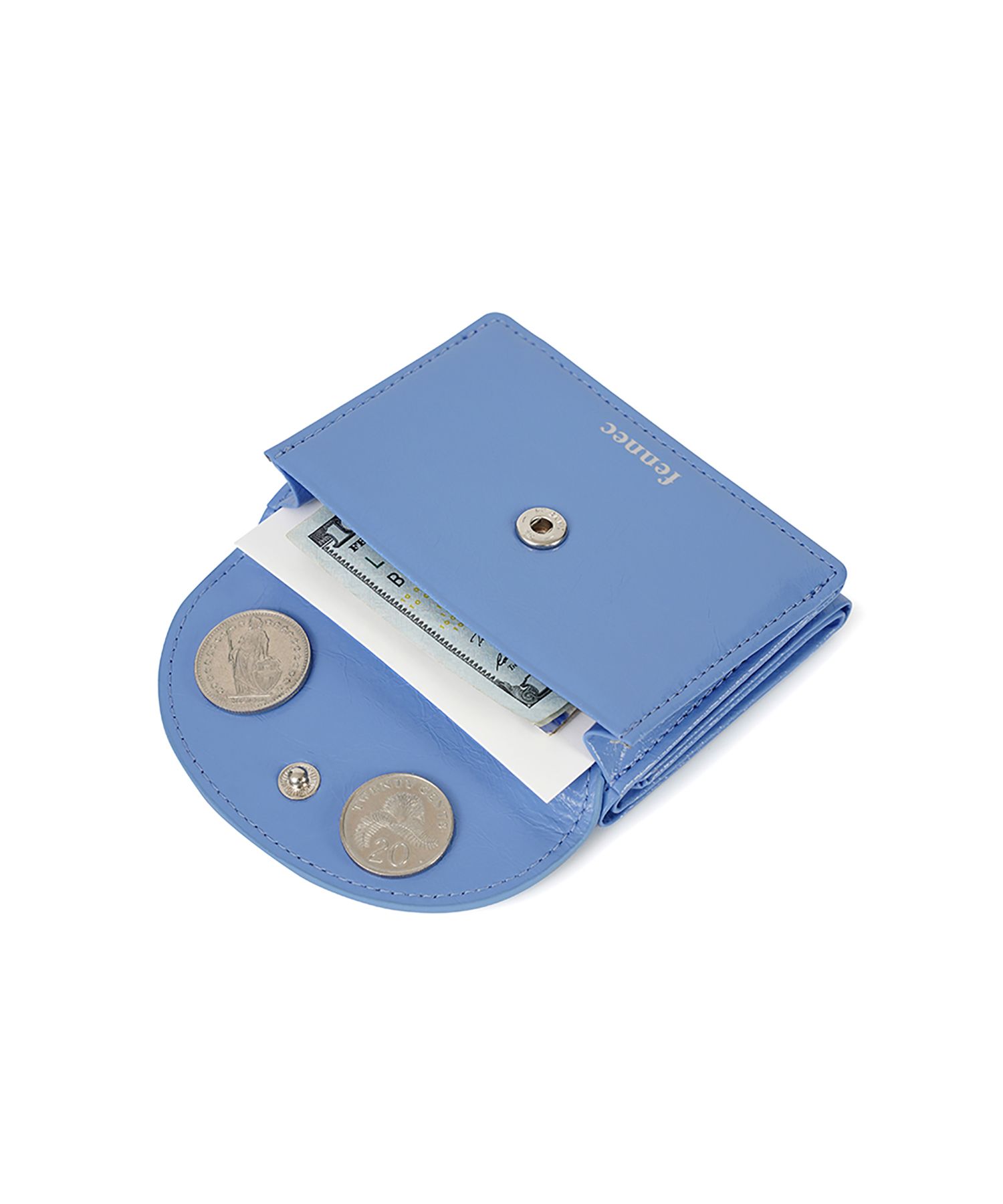 MUSINSA | fennec CRINKLE HALFMOON MINI WALLET - STEEL BLUE