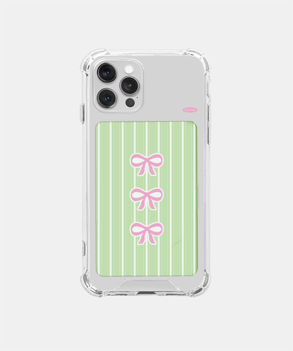 소유템(SOUTEM) Ribbon Stripe Card Phone Case_Clear