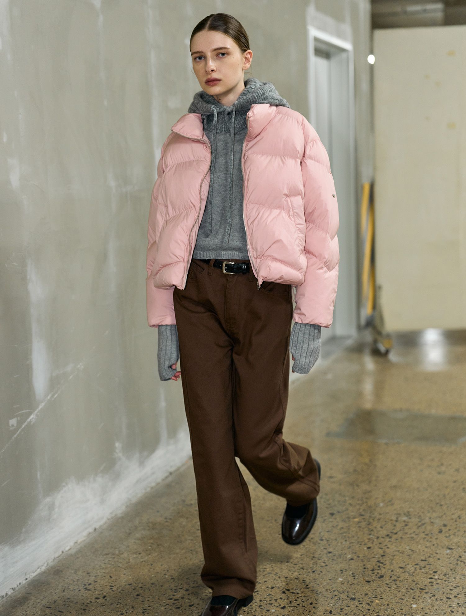 MUSINSA | GENERAL IDEA Glove Set Short Puffer [PINK