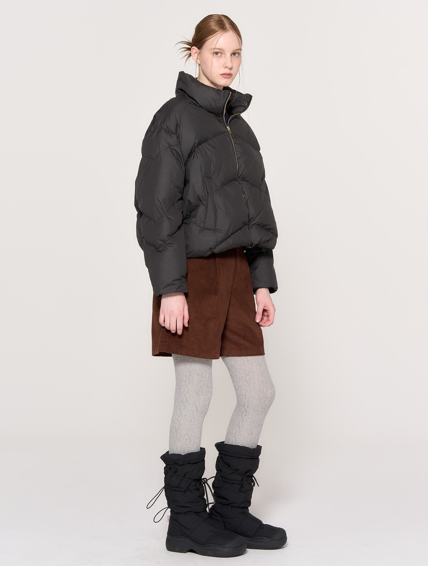 MUSINSA | GENERAL IDEA Glove Set Short Puffer [BLACK