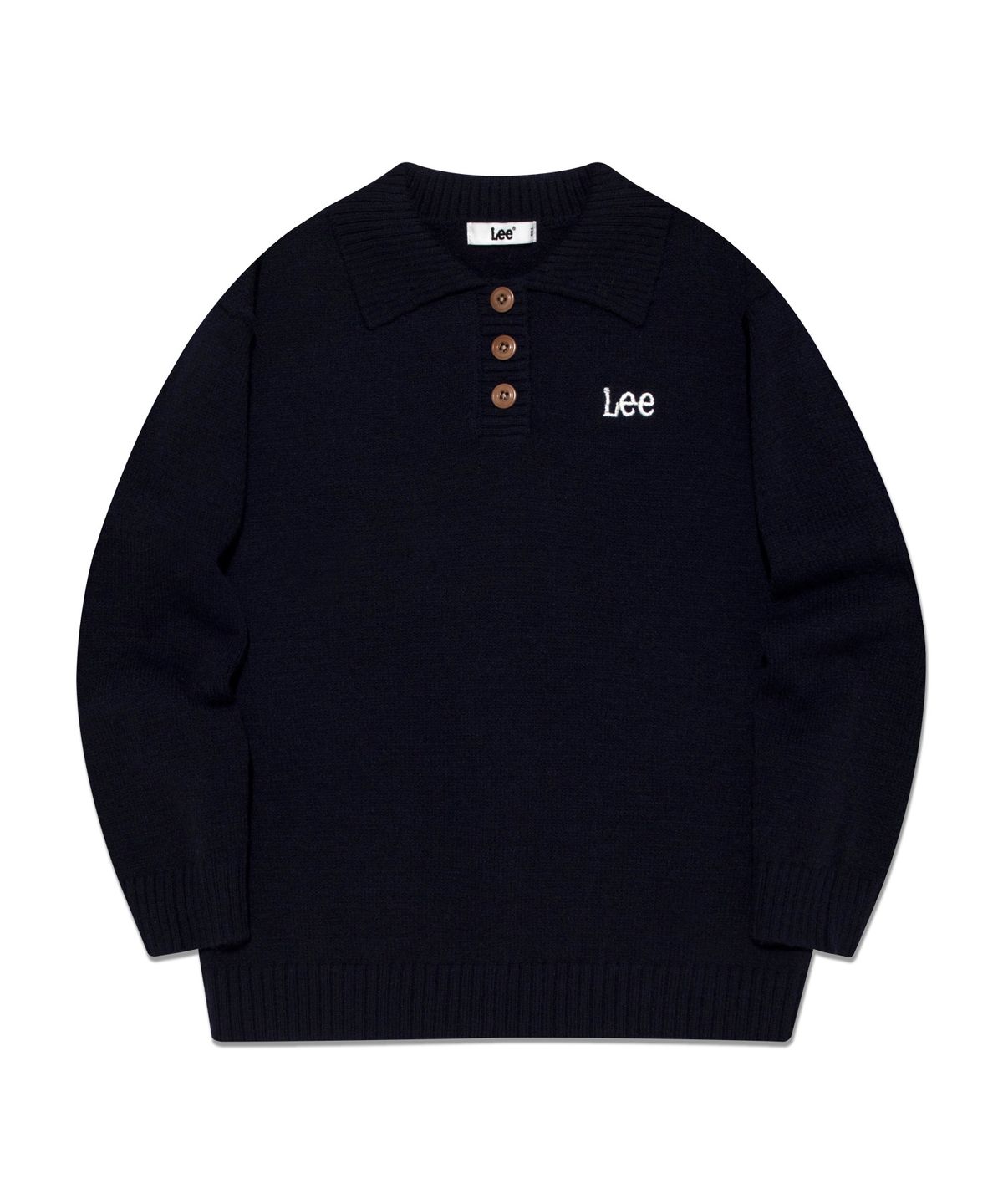 리 키즈(LEE KIDS) 카라 로고 자수 레귤러핏 풀오버 네이비 LK2404KT41NA