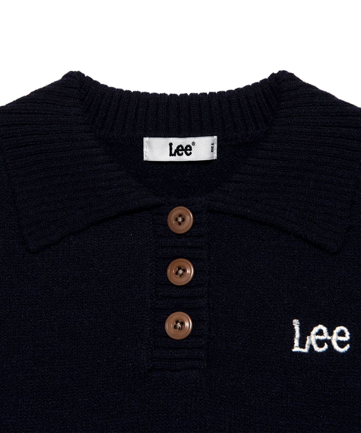 리 키즈(LEE KIDS) 카라 로고 자수 레귤러핏 풀오버 네이비 LK2404KT41NA