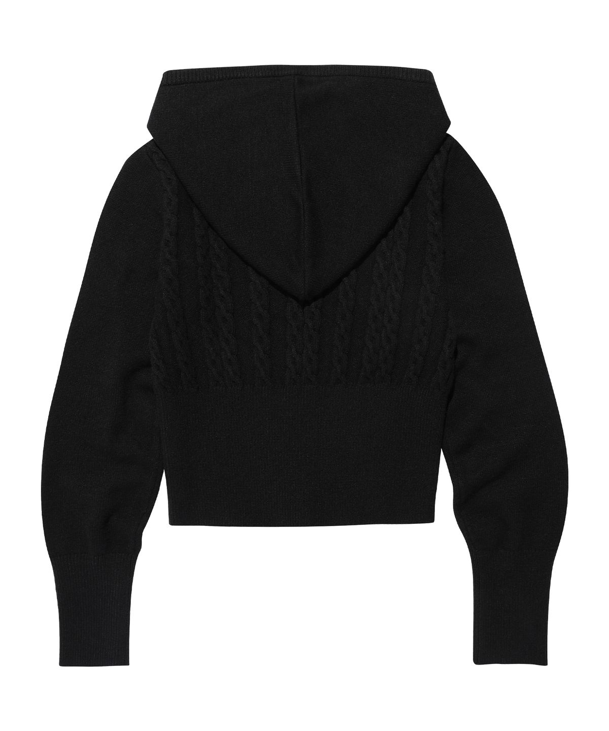 아메스 월드와이드(AMES-WORLDWIDE) CROP CABLE HOODIE KNIT BLACK