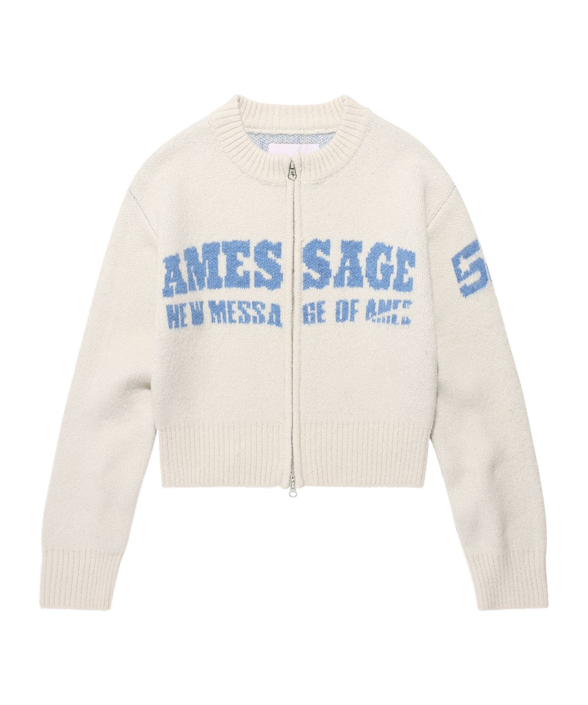 아메스 월드와이드(AMES-WORLDWIDE) TYPO KNIT ZIP-UP IVORY
