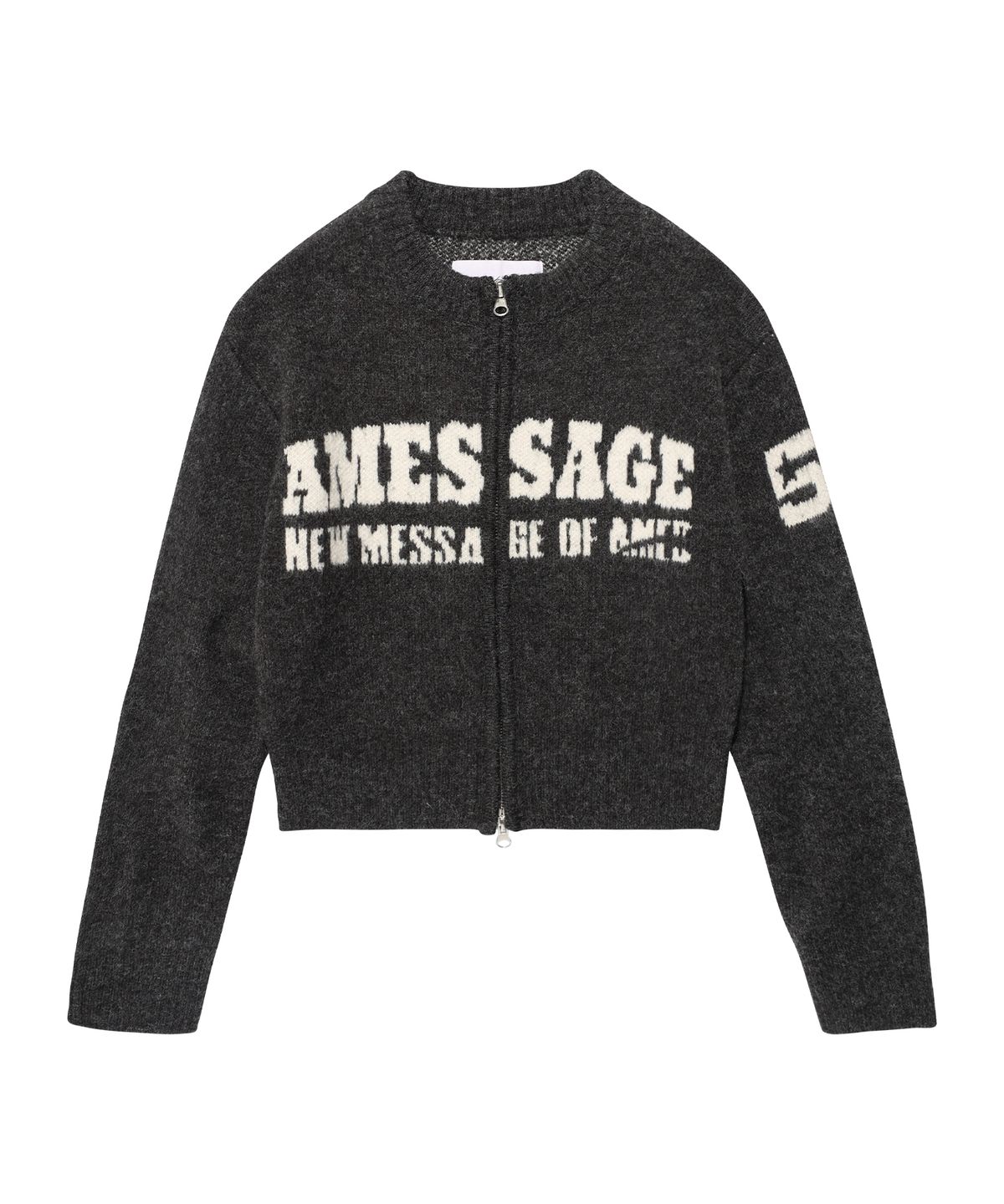 아메스 월드와이드(AMES-WORLDWIDE) TYPO KNIT ZIP-UP CHARCOAL