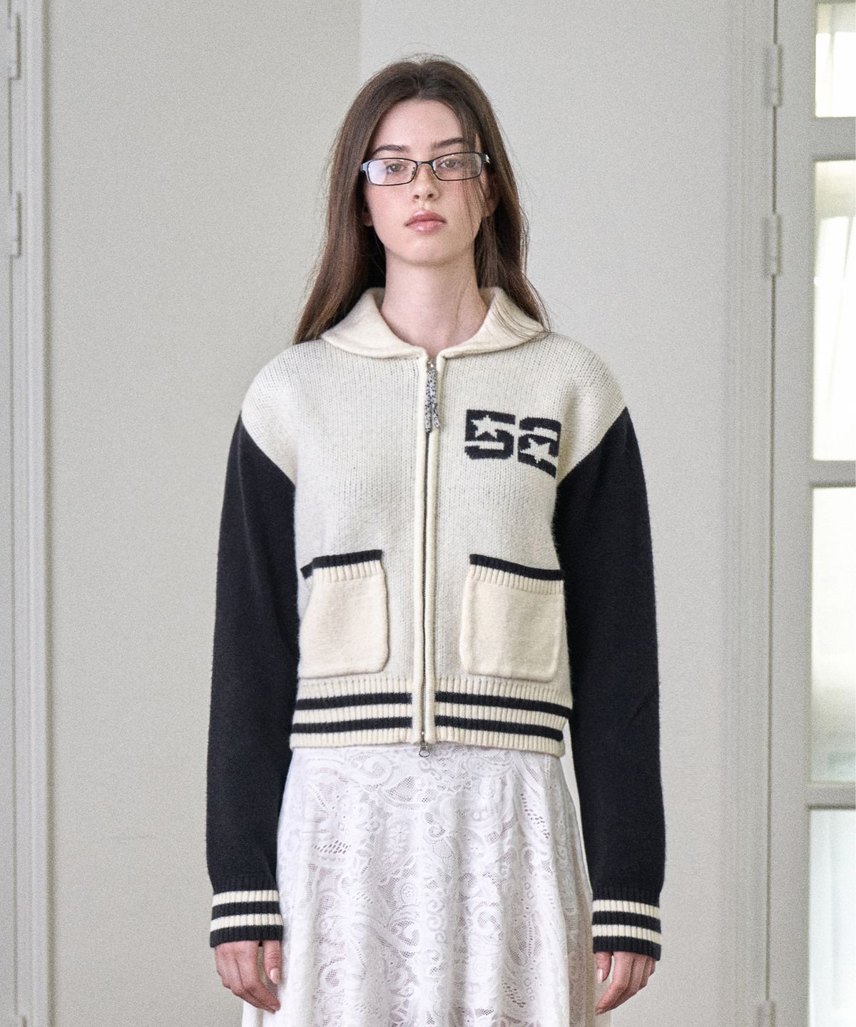 아메스 월드와이드(AMES-WORLDWIDE) CROP COWICHAN CARDIGAN IVORY