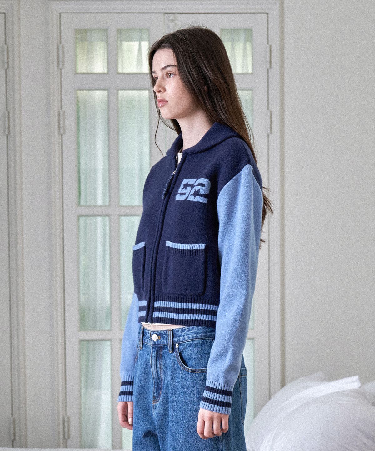 아메스 월드와이드(AMES-WORLDWIDE) CROP COWICHAN CARDIGAN NAVY