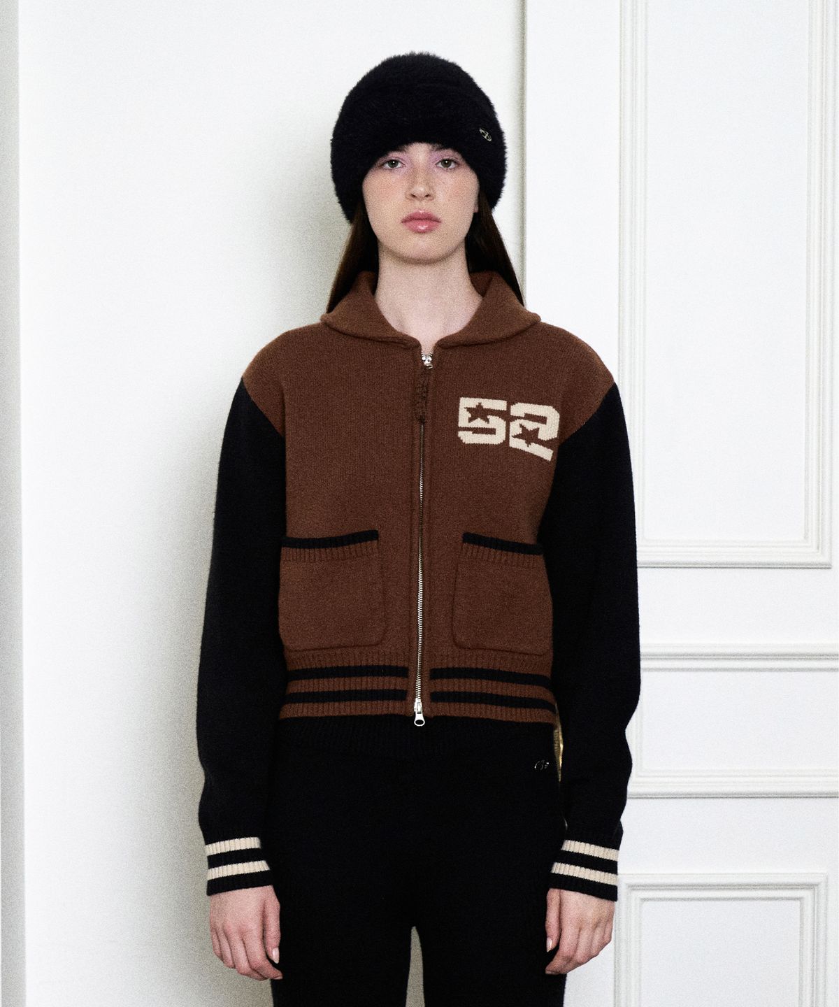 아메스 월드와이드(AMES-WORLDWIDE) CROP COWICHAN CARDIGAN BROWN