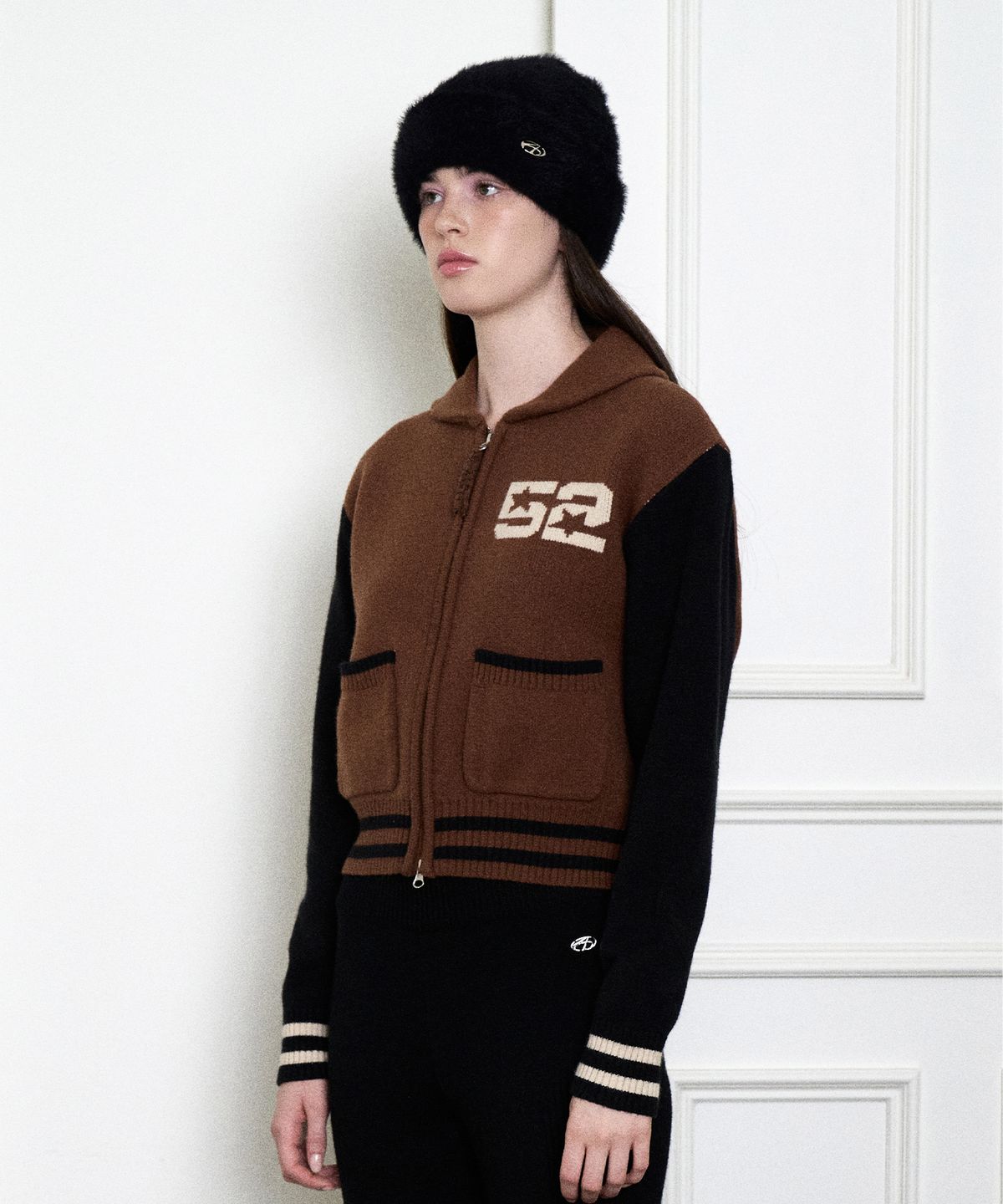 아메스 월드와이드(AMES-WORLDWIDE) CROP COWICHAN CARDIGAN BROWN