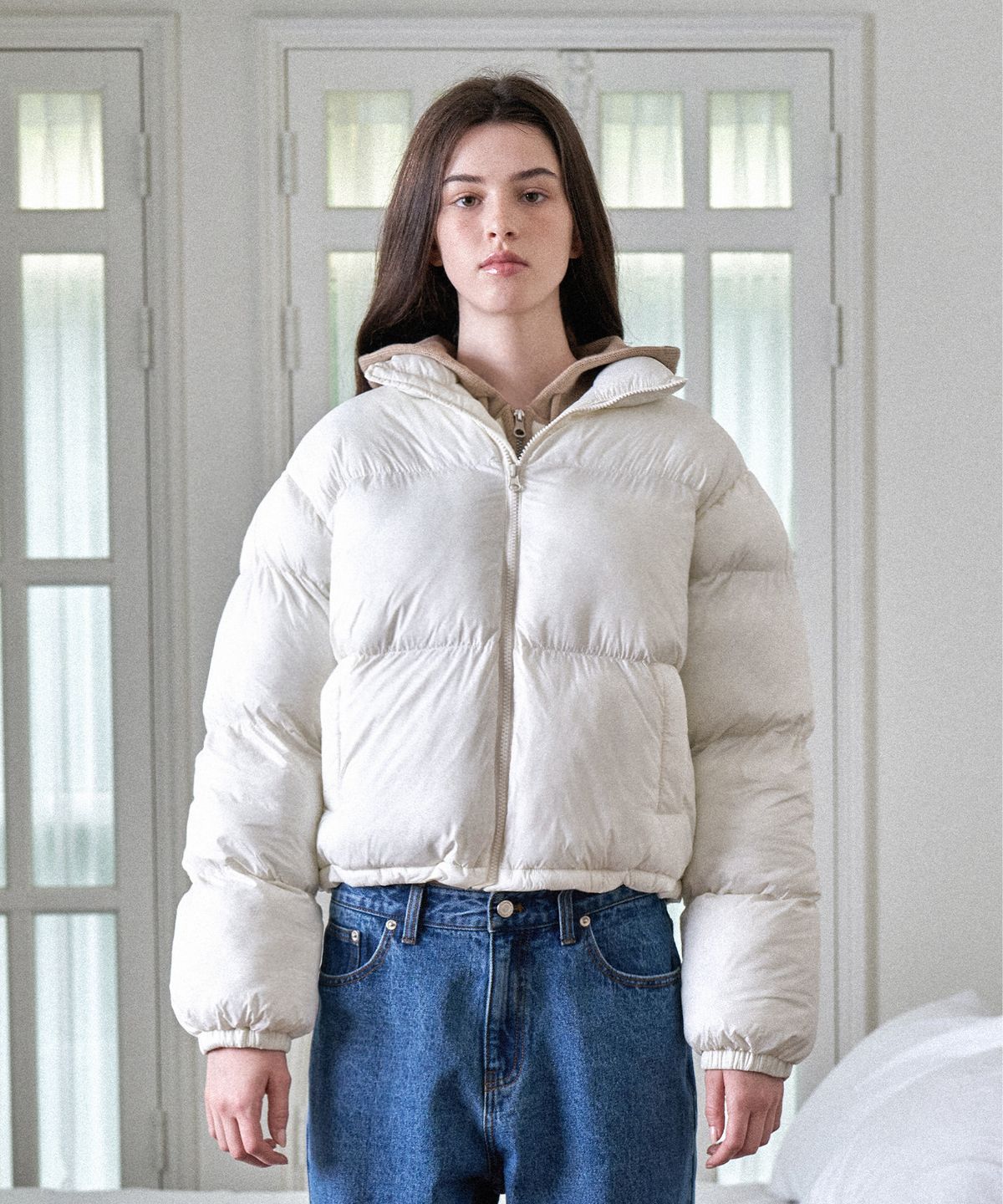 아메스 월드와이드(AMES-WORLDWIDE) AMES CROP PUFFER PADDING IVORY