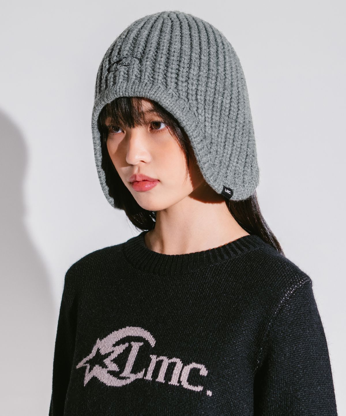엘엠씨(LMC) GLOBE KNIT EARFLAP BEANIE heather gray