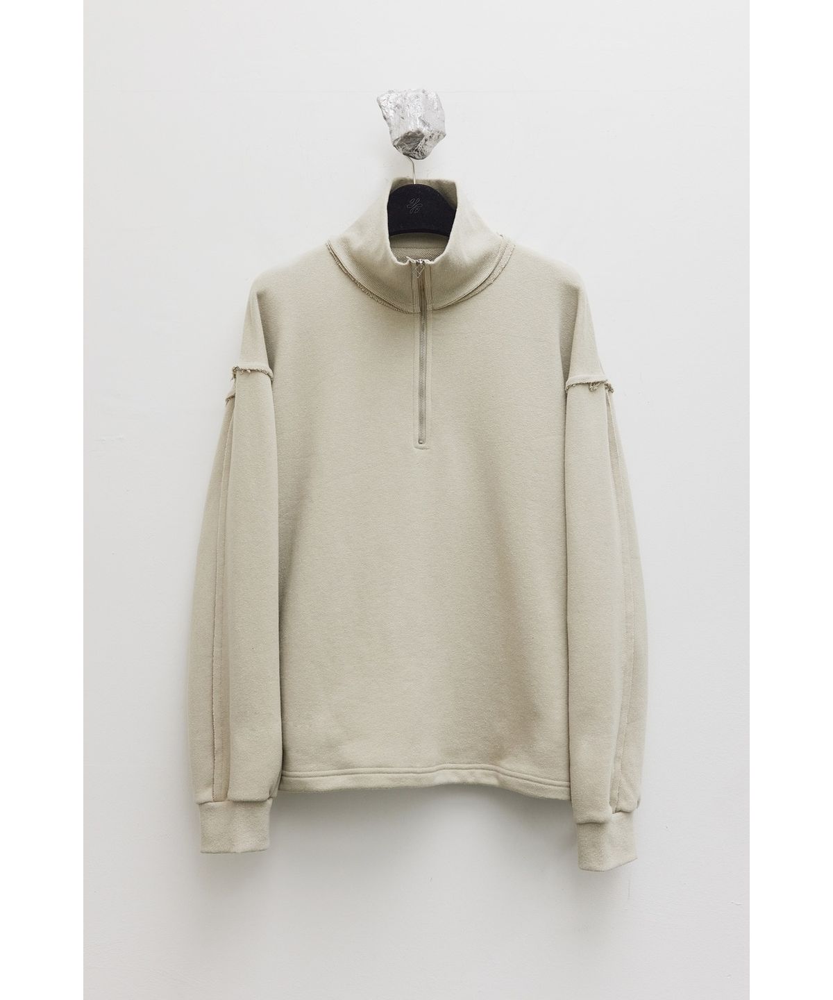 유스(YOUTH) Cut-off Half Zip-up Sweatshirt - Beige