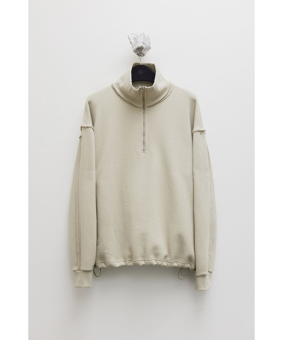 유스(YOUTH) Cut-off Half Zip-up Sweatshirt - Beige