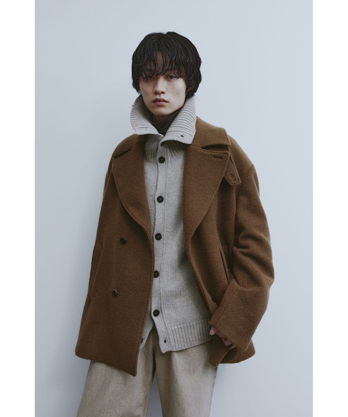 유스(YOUTH) Heavy-weight Knit Cardigan - Melange Beige