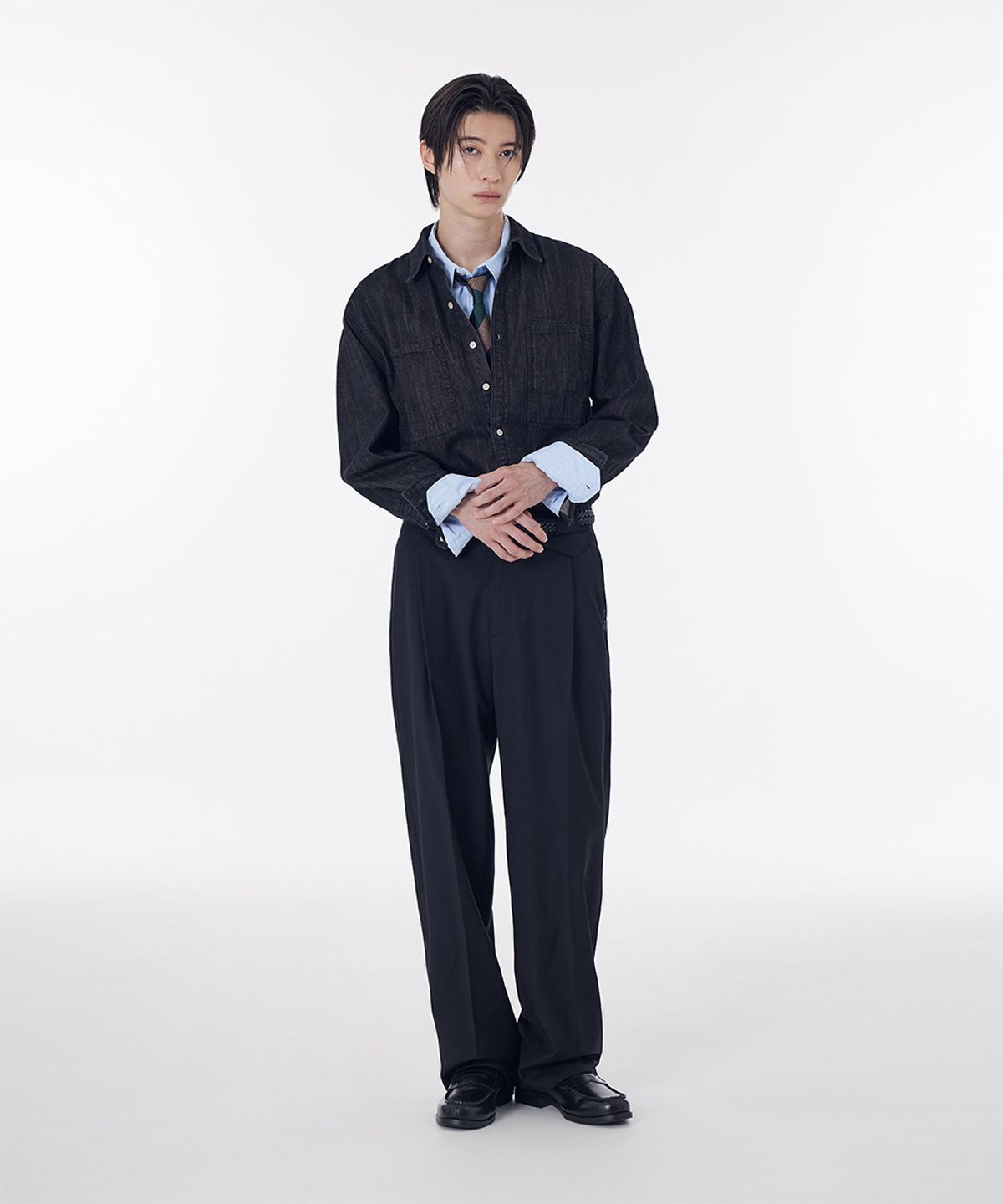 시에클(SIECLE) 릴렉스드 데님 셔츠 (워시드블랙)