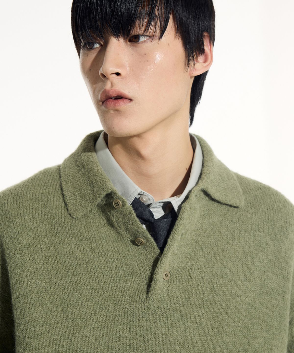 시에클(SIECLE) 알파카 폴로 니트 (올리브)