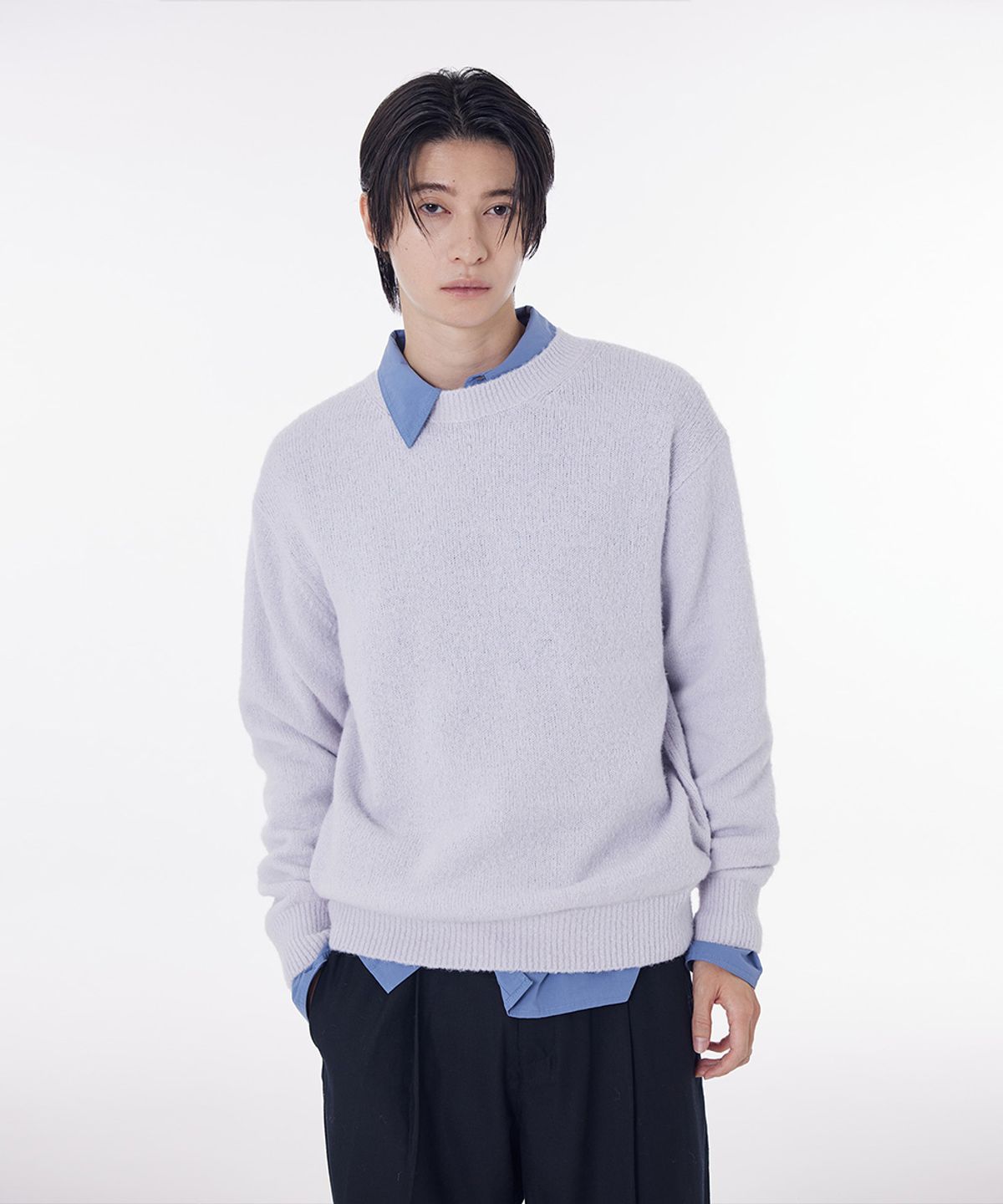시에클(SIECLE) 알파카 라운드 니트 (라일락)