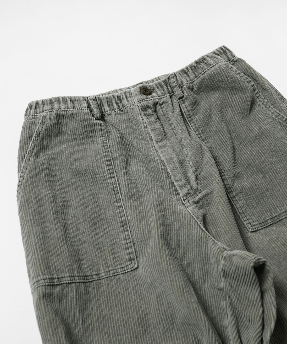 프리즘웍스(FRIZMWORKS) CORDUROY BANDING WIDE FATIGUE PANTS _ OLIVE