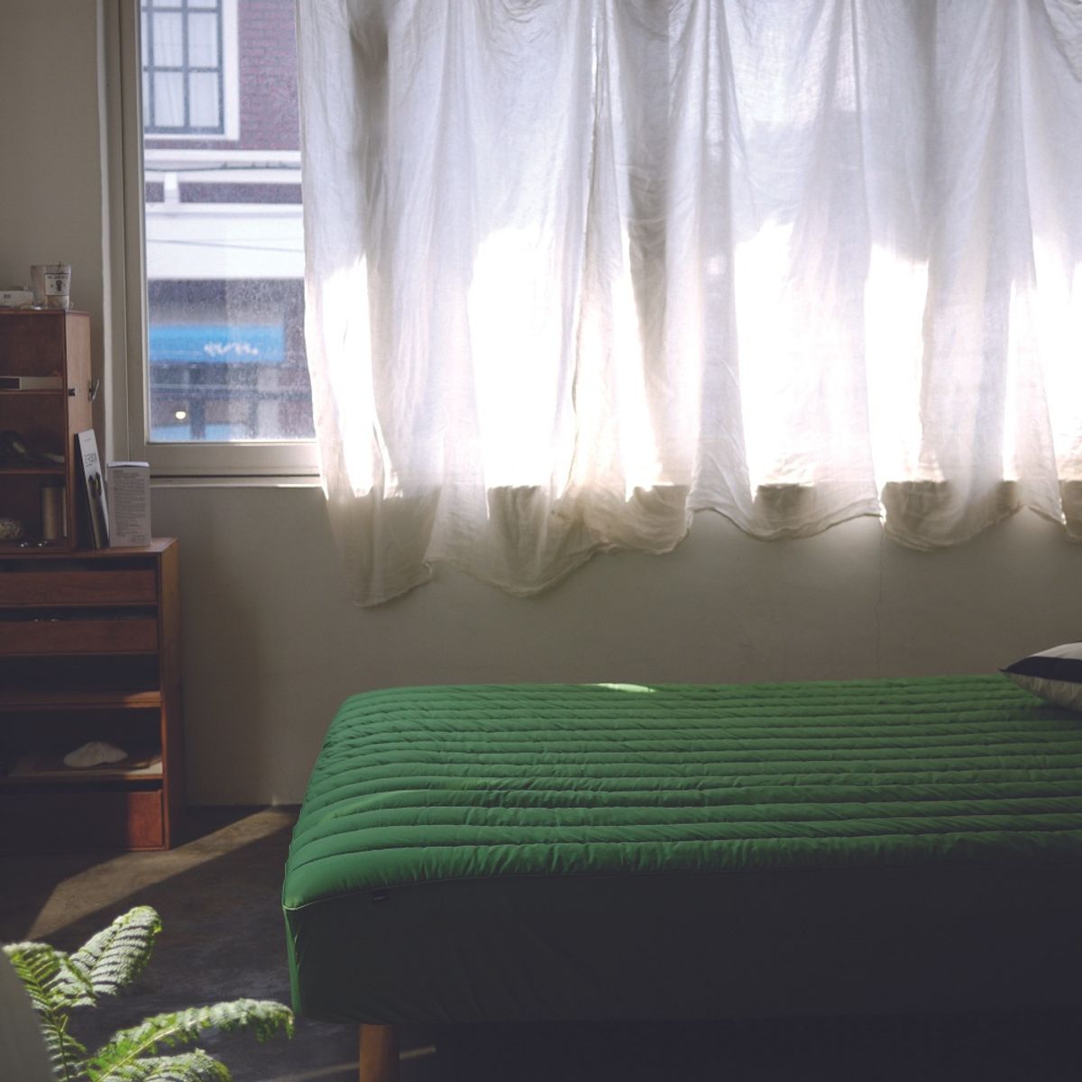 봄봄패브릭스(BOMBOM FABRICS) Soft, washed cotton Quilt mattress cover / warm green