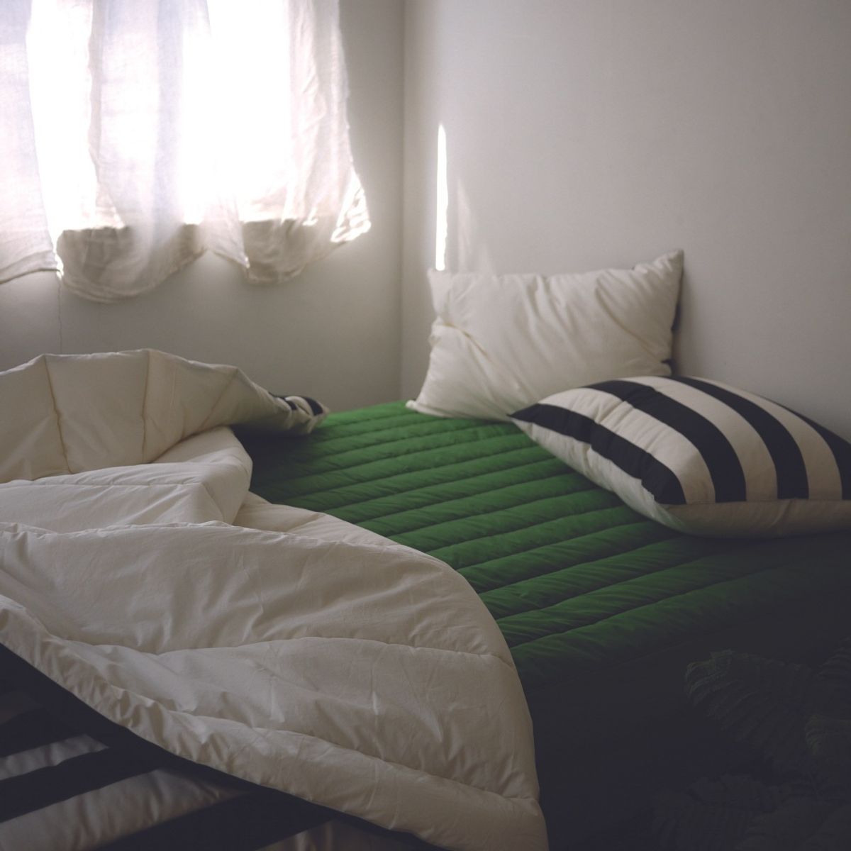 봄봄패브릭스(BOMBOM FABRICS) Soft, washed cotton Quilt mattress cover / warm green