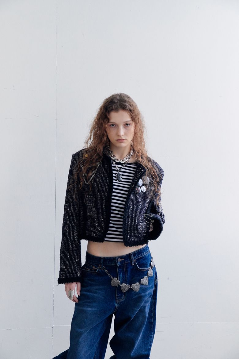 MUSINSA公式 | DARED CURLY TRIMMING TWEED JACKET