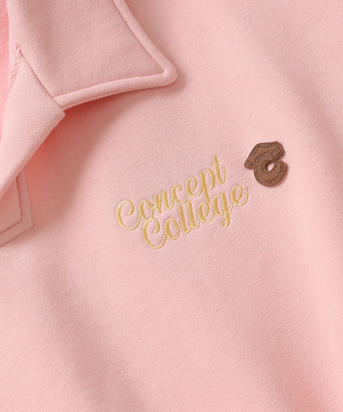 컨셉트컬리지(CONCEPTCOLLEGE) 베이직 로고 카라 크롭 스웨트셔츠_파스텔핑크 [여성용]