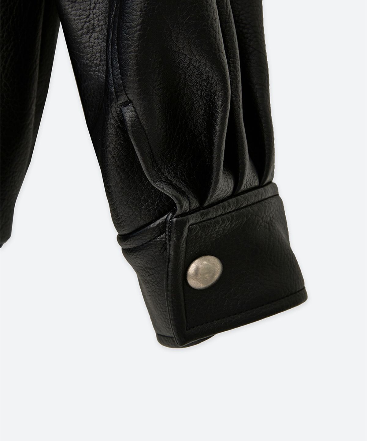 문선(MOONSUN) UNISEX, 4 Pocket Oversized Leather Blouson / Black