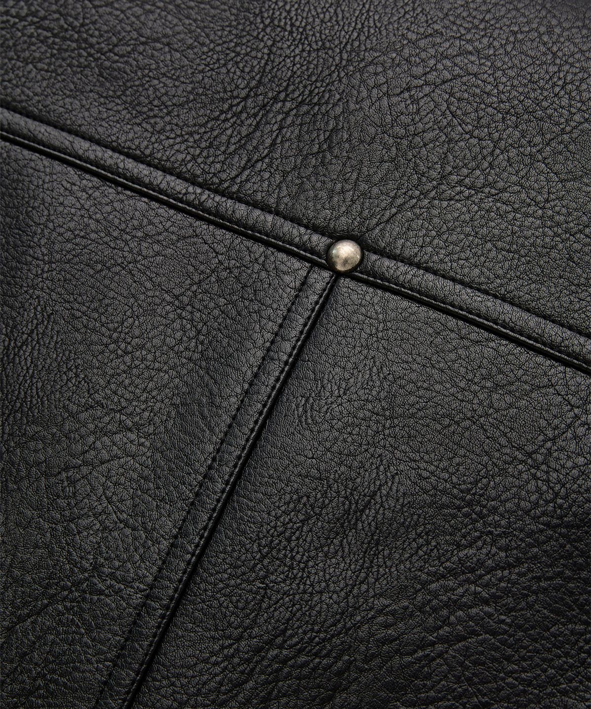 문선(MOONSUN) UNISEX, 4 Pocket Oversized Leather Blouson / Black