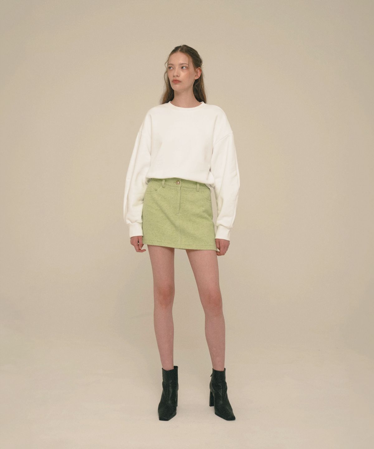 아이스가든에이오공팔(ICE GARDEN A.508) Herringbone Wool Blended Mini Skirt