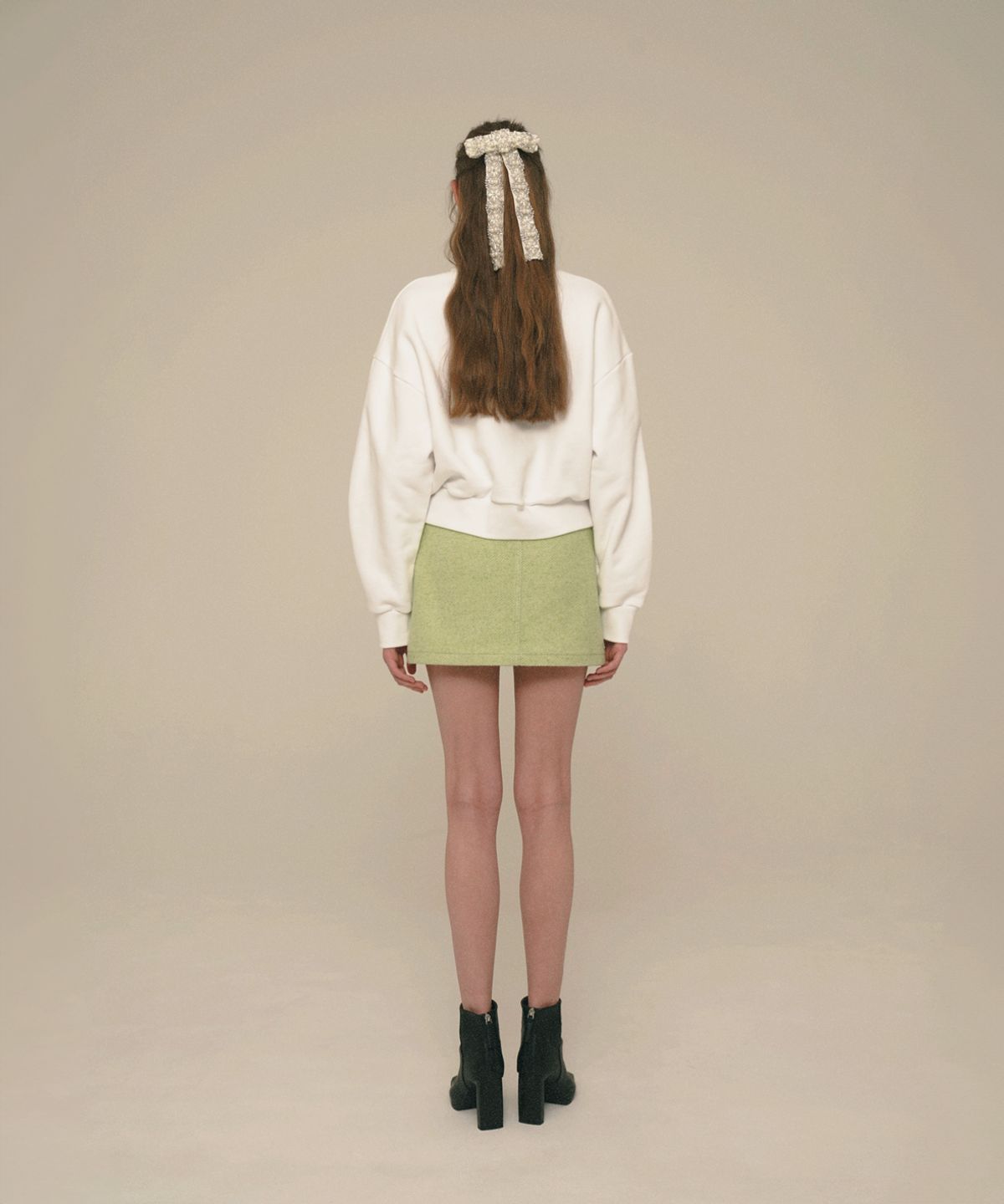 아이스가든에이오공팔(ICE GARDEN A.508) Herringbone Wool Blended Mini Skirt