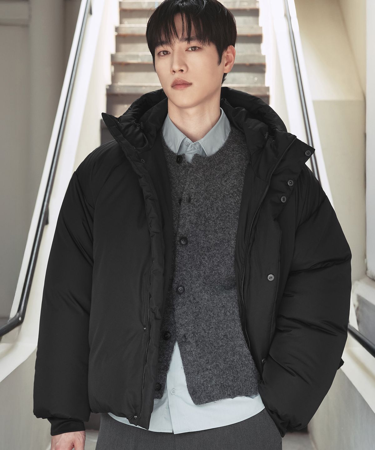 드로우핏(DRAW FIT) 미니멀 후론 후드 다운 자켓 [BLACK]