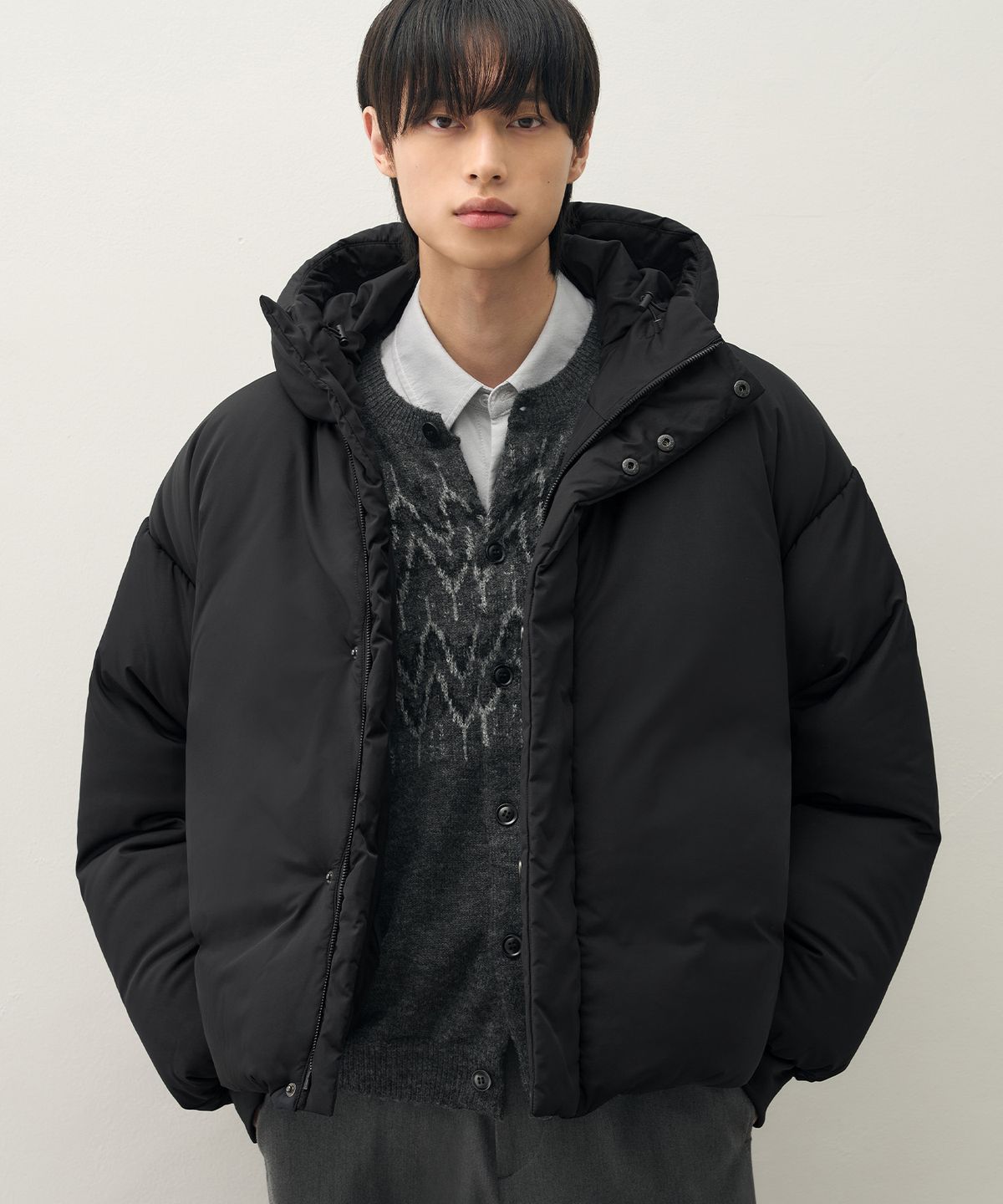 드로우핏(DRAW FIT) 미니멀 후론 후드 다운 자켓 [BLACK]