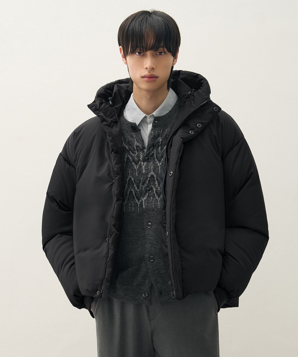 드로우핏(DRAW FIT) 미니멀 후론 후드 다운 자켓 [BLACK]