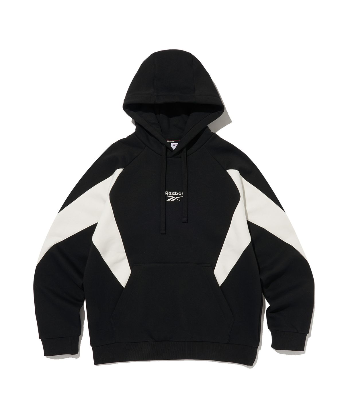 리복(REEBOK) 패널드 기모 후드티 - 블랙