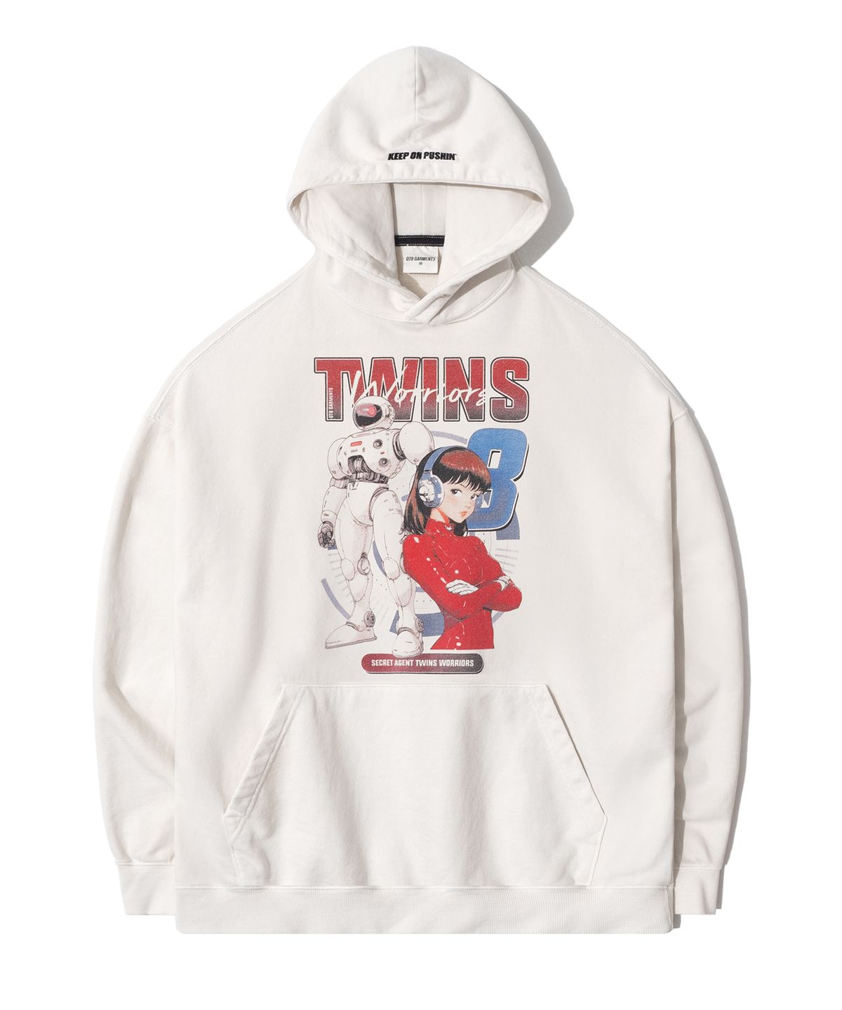 큐티에잇 가먼츠(QT8 GARMENTS) RG Twins Vintage Washed Hoodie (Ecru)