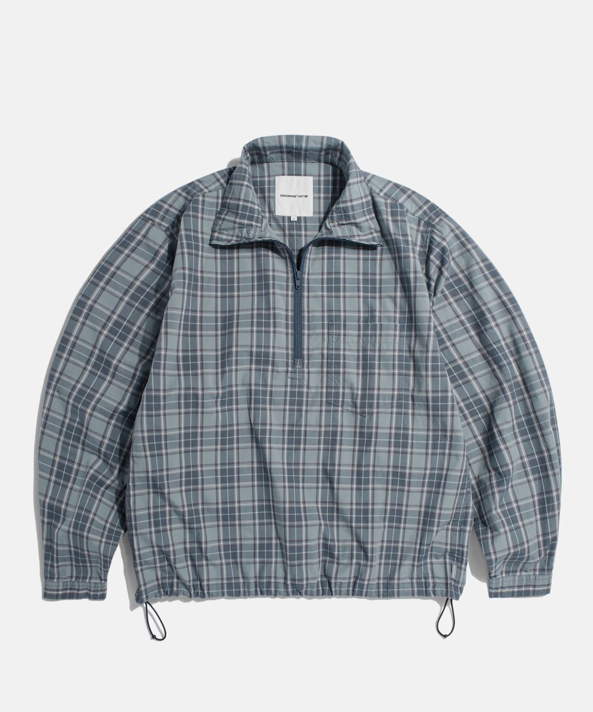 에스피오나지(ESPIONAGE) Half Zip Anorak Shirt Blue Check