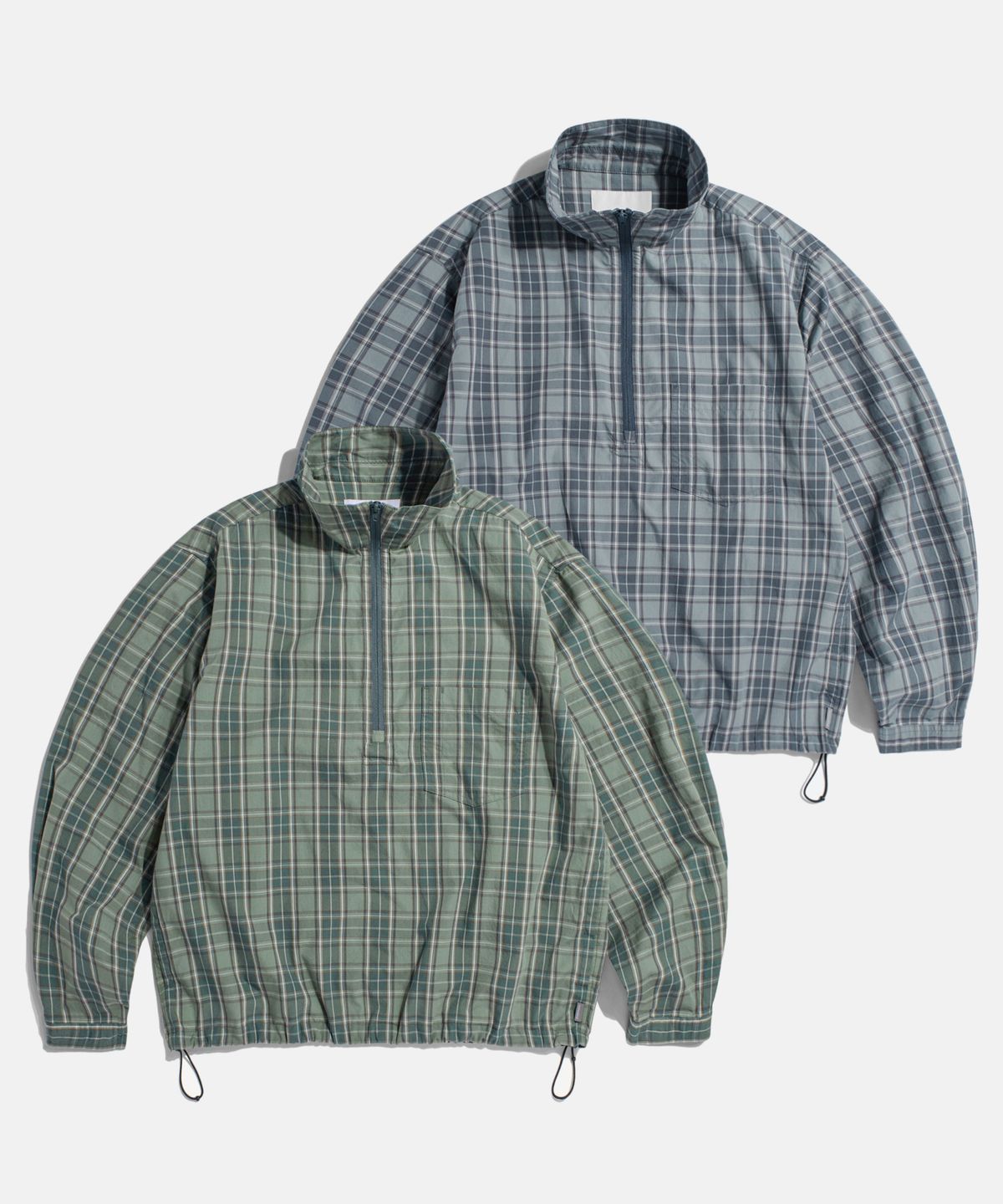에스피오나지(ESPIONAGE) Half Zip Anorak Shirt Green Check
