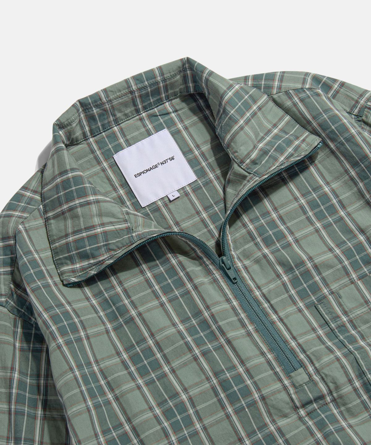 에스피오나지(ESPIONAGE) Half Zip Anorak Shirt Green Check