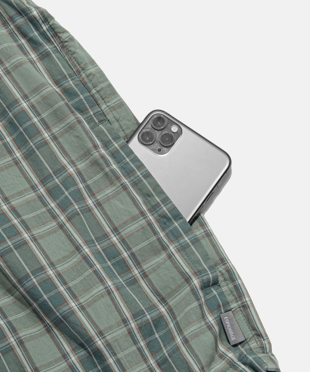 에스피오나지(ESPIONAGE) Half Zip Anorak Shirt Green Check