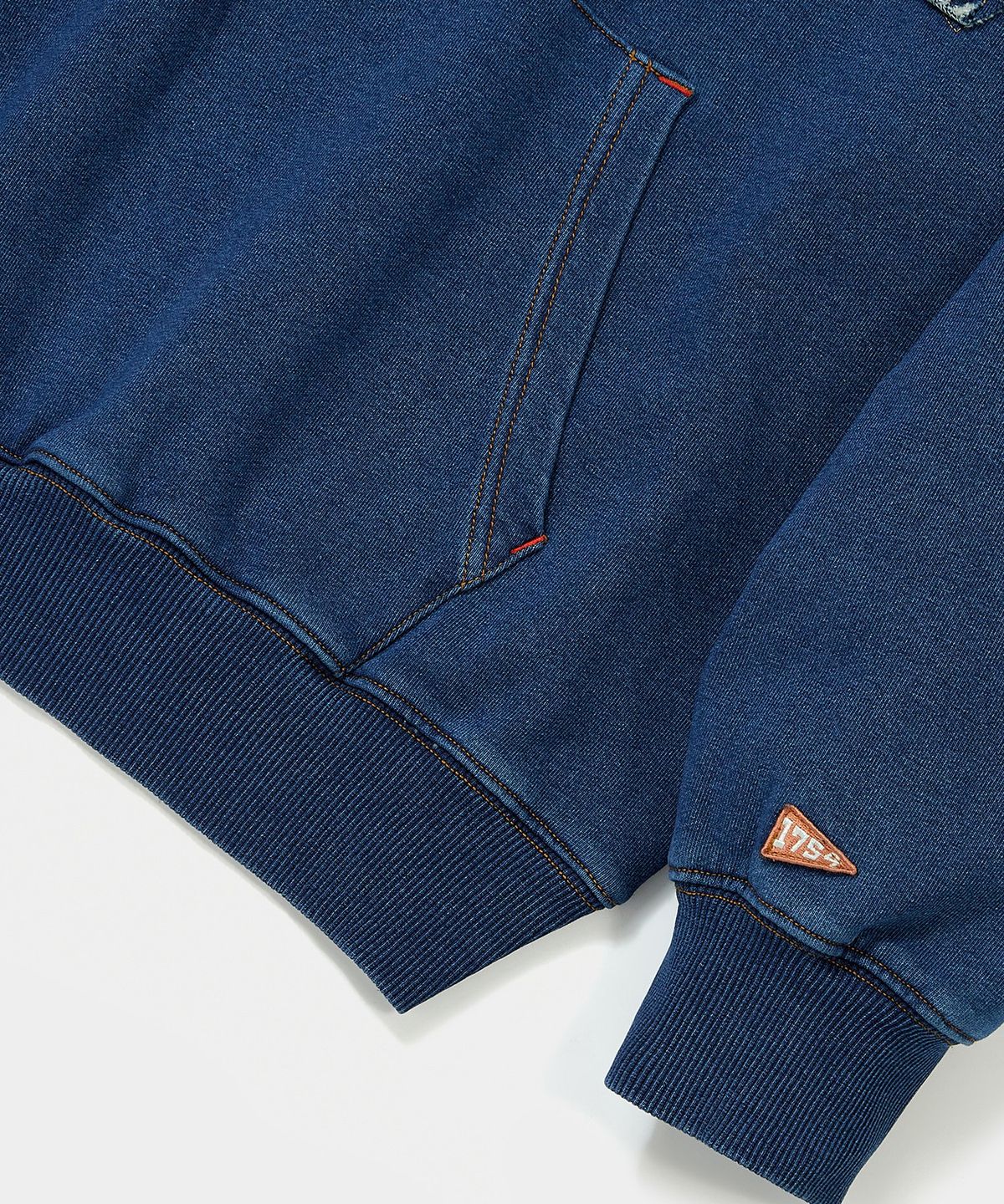 컬럼비아 유니버시티(COLUMBIA UNIVERSITY) CU BIG ARCH DENIM TERRY HOODIE 미드나잇데님