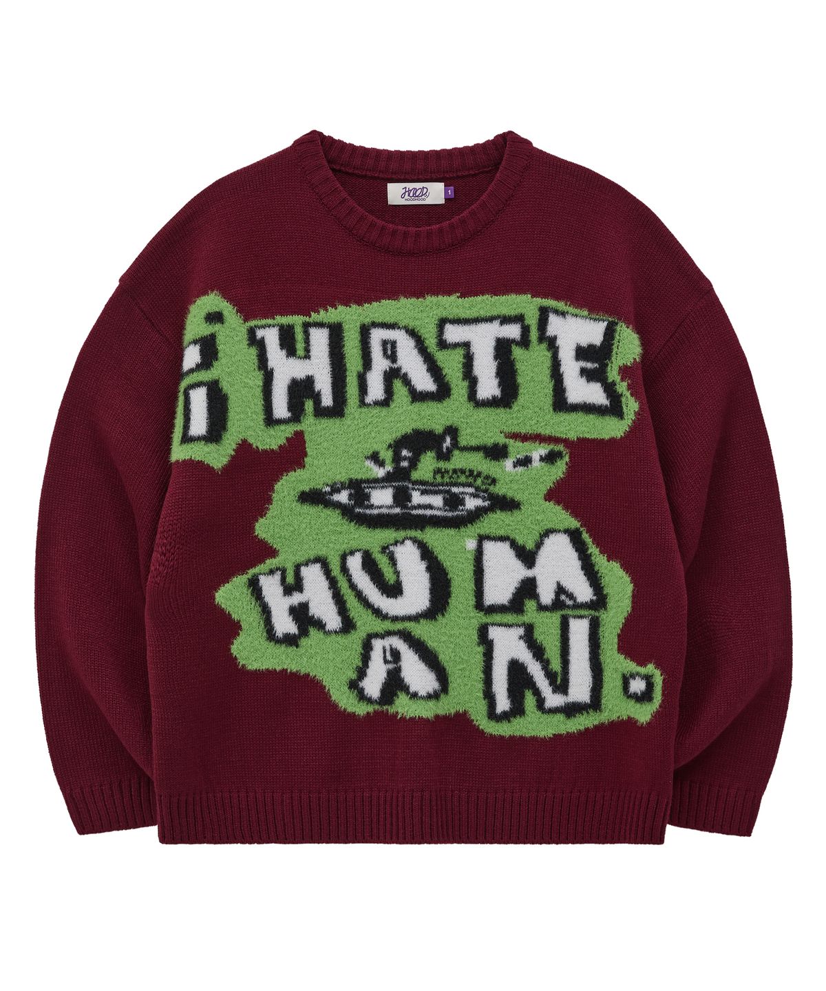 후드후드(HOODHOOD) I HATE HUMAN 니트 버건디