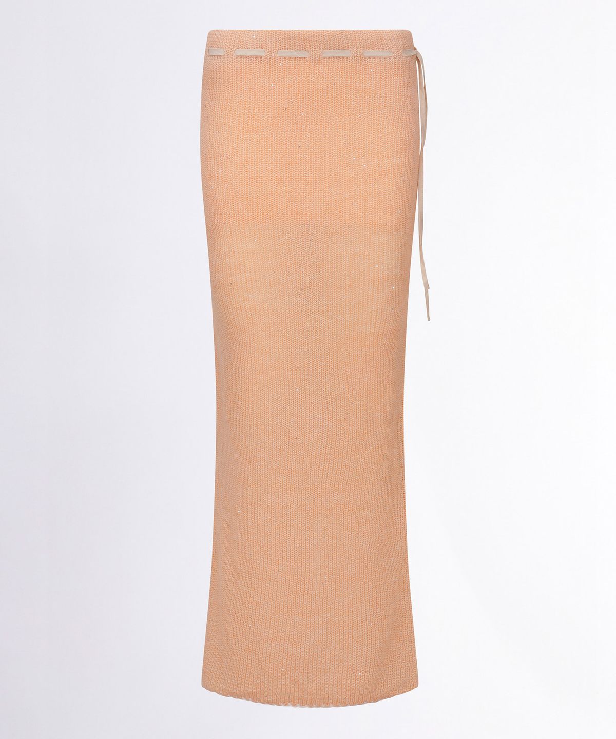 스컬프터(SCULPTOR) Sequin Maxi Wool Skirt Peach Pink
